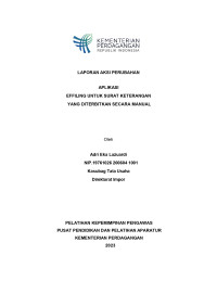 Image of LAPORAN AKSI PERUBAHAN APLIKASI EFFILING UNTUK SURAT KETERANGAN YANG DITERBITKAN SECARA MANUAL
