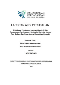 Image of LAPORAN AKSI PERUBAHAN: DIGITALISASI PEMBUATAN LAPORAN KINERJA DI BIRO PENGAWASAN PERDAGANGAN BERJANGKA KOMODITI SISTEM RESI GUDANG DAN PASAR LELANG KOMODITAS, BAPPEBTI